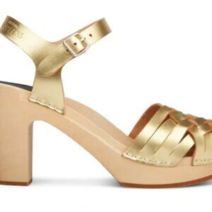 Women's gold/silver Swedish Hasbeens  size 40 sandal clogs